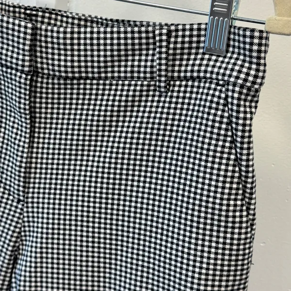 LOFT The Riviera Slim Gingham Houndstooth Pants Black White Check Cropped Size 8 - Image 6