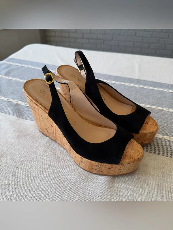 Stuart Weitzman Riviera Slingback Wedge Platform Sandals Size 7.5 - Image 3