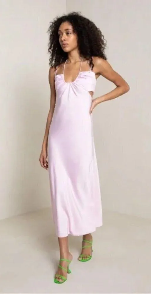 ALC Frank Sienna Cut-Out Satin Midi Dress in Light Pink Size US 0 - Image 11