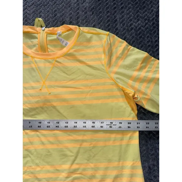 Lululemon Womens Mellow Yellow Striped‎ Run Warm Up Crew Rear Zip Size 10 - Image 6