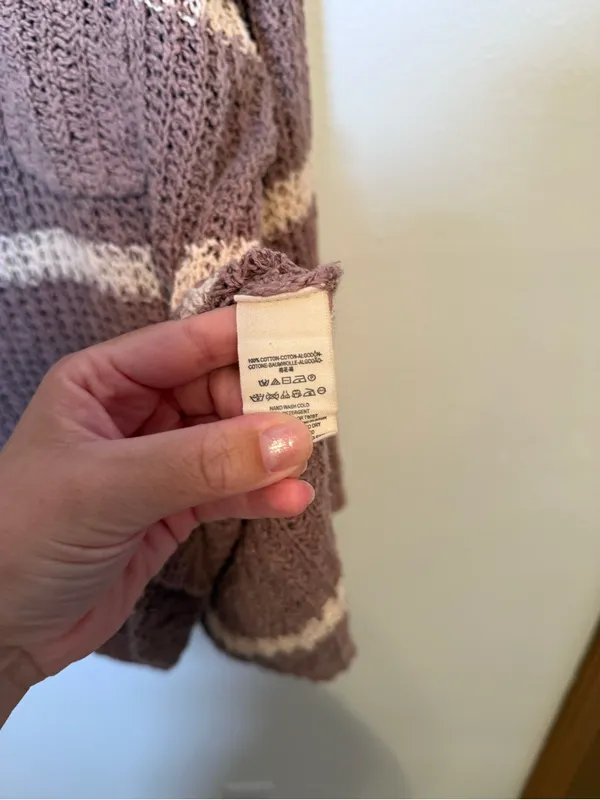 Free People Greenwich Village striped knit sweater Oversized‎ Open Knit - Image 4