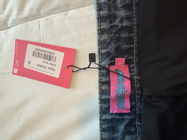 Edikted Asymmetric Denim Wrap Skort - Image 6