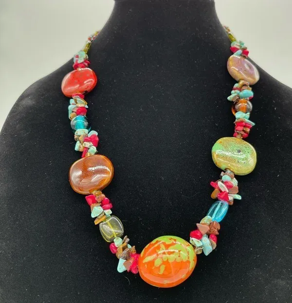 Turquoise and Semi Precious stone Boho Necklaces Blue - Image 3