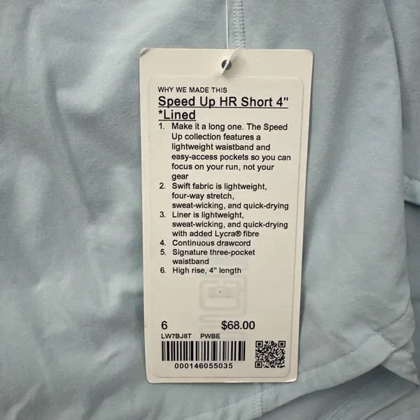 NWT Lululemon Speed Up Shorts High Rise 4" Powder Blue Athletic Women's 6 - Image 8