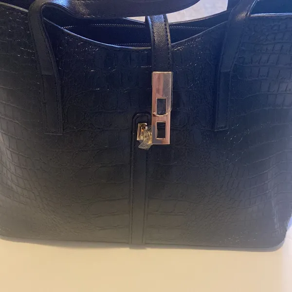 Crocodile embossed Bag set Black - Image 8