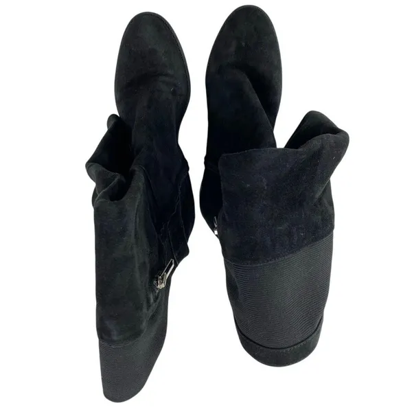 Sam Edelman Women's Black Suede Block Heel Zip Up Round Toe Tall Boots Size 6 - Image 2