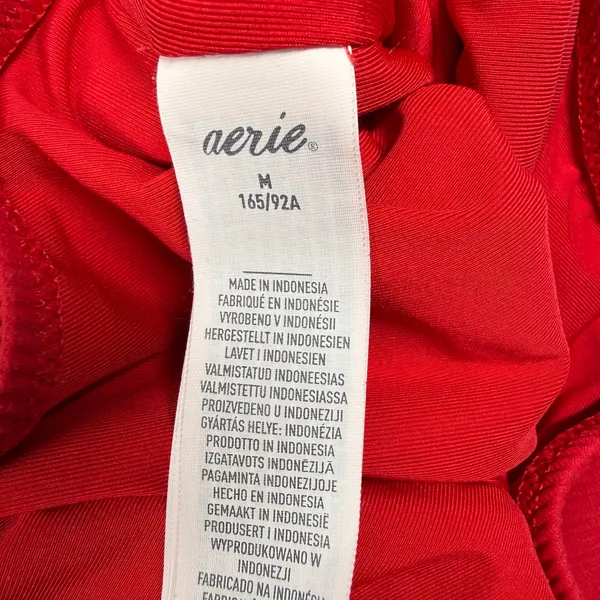 Aerie Real Good Ribbed Strapless Cutout One-Piece Swimsuit Red Medium - Image 4