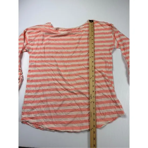 Ann Taylor LOFT Striped‎ Roll-Tab Sleeve Top Casual Everyday Blouse M - Image 4