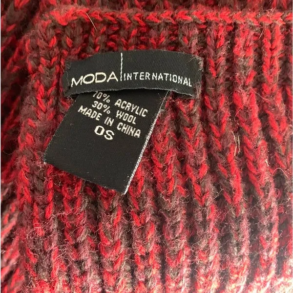 5/$25 Moda International Wool Blend Scarf‎ Red - Image 2