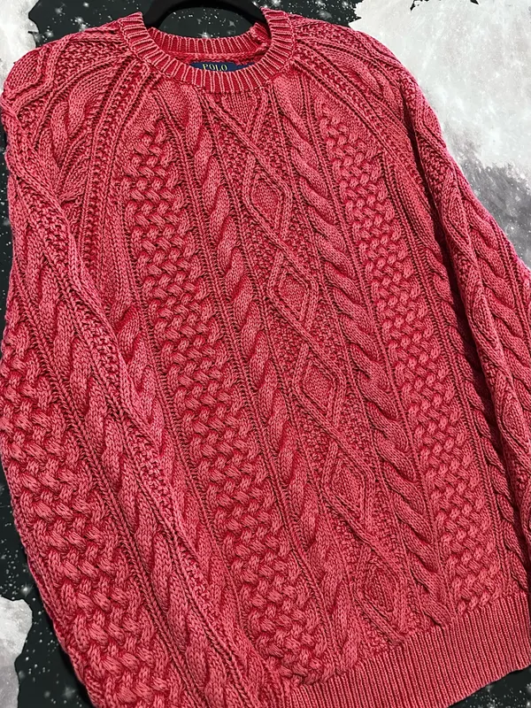 Polo Ralph Lauren Red Cable Knit Sweater - Image 3