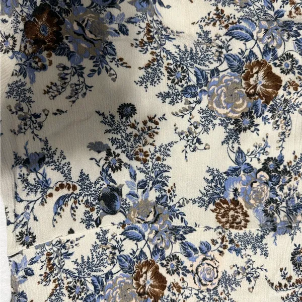 American Eagle Outfitters Blue and Brown Floral Dress - Image 3