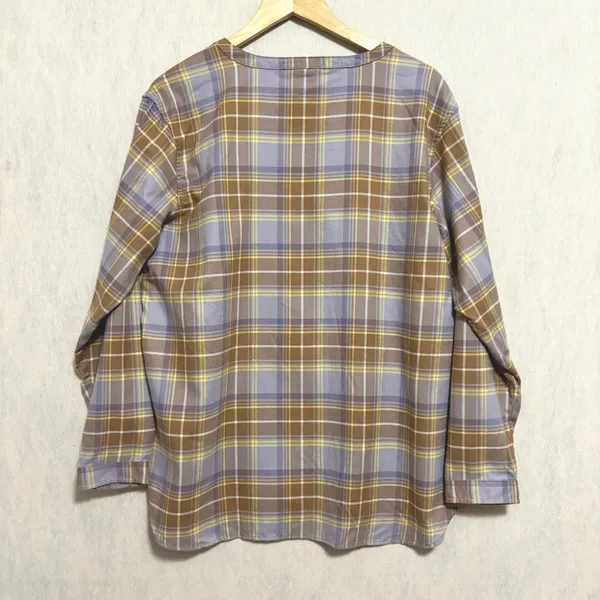 L.L.Bean Whisperweight Flannel Popover Shirt Minimal Gray Plaid Cotton 523202 L - Image 2
