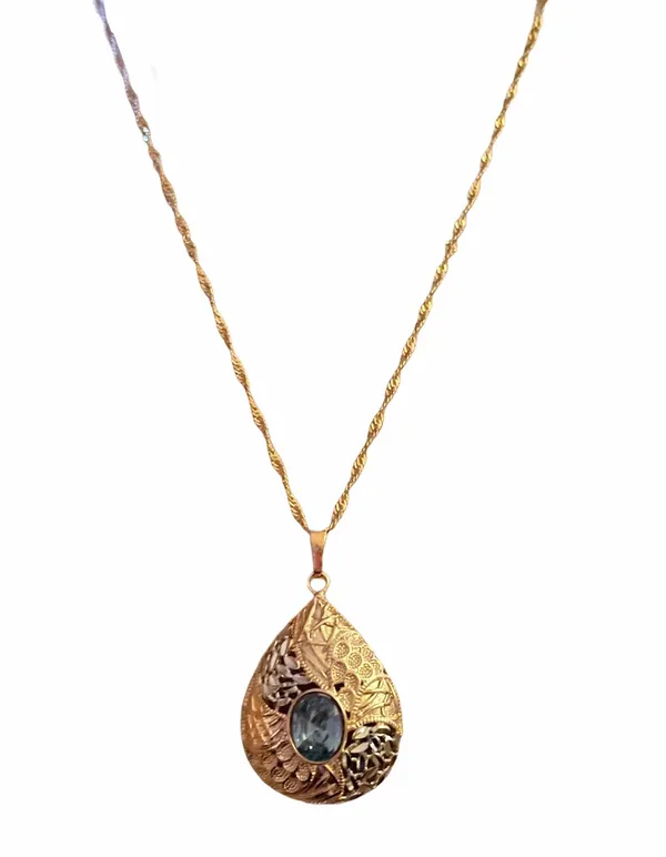 Vintage Tear Drop Necklace Gold - Image 2