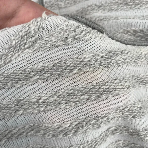 Maison Jules Sweater Gray Striped Cropped Knit Cardigan Coastal Academia Preppy - Image 9