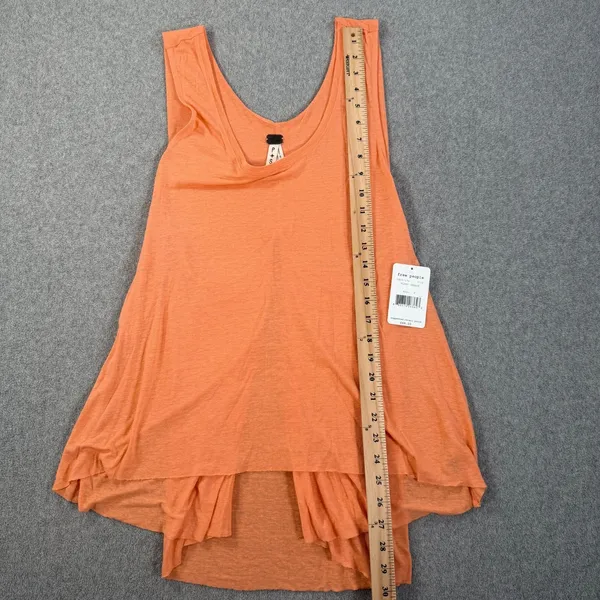 WE THE FREE Orange Trapeze High Low Tank Top Women's Small Linen Blend Flowy New - Image 5