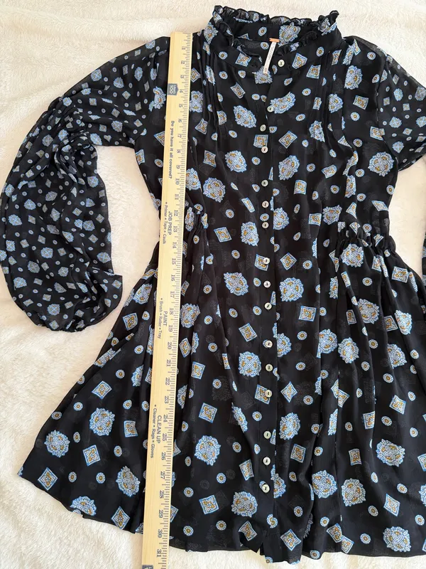 Free People Turn Turn Shirt Dress Sheer Boho Loose Long Sleeve Size XS - Image 8