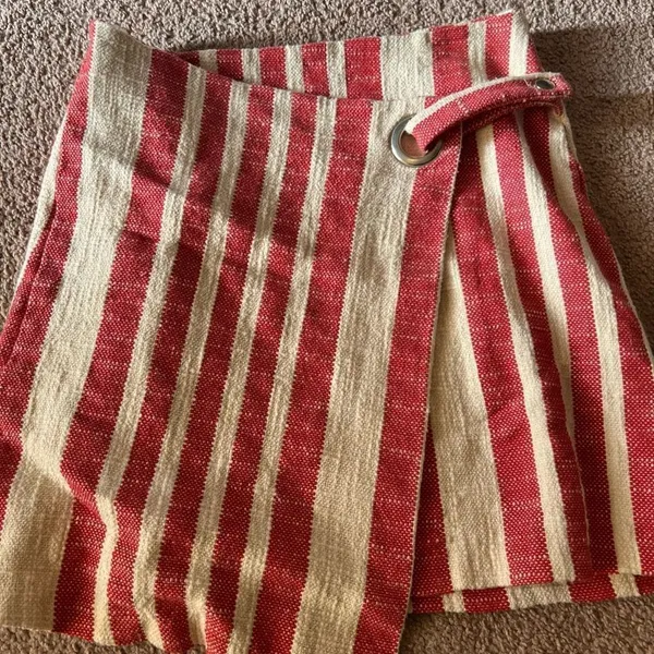 Free People Its A‎ Wrap Tuscany Mini Skirt with Red White Stripes Size medium - Image 8