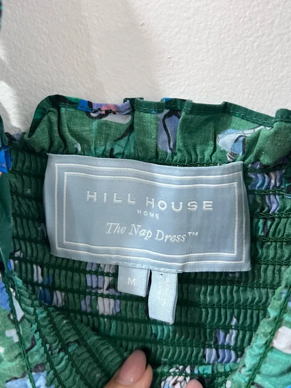 Hill House Home Green Floral Nap Dress M Cottagecore Ruffle Maxi - Image 3