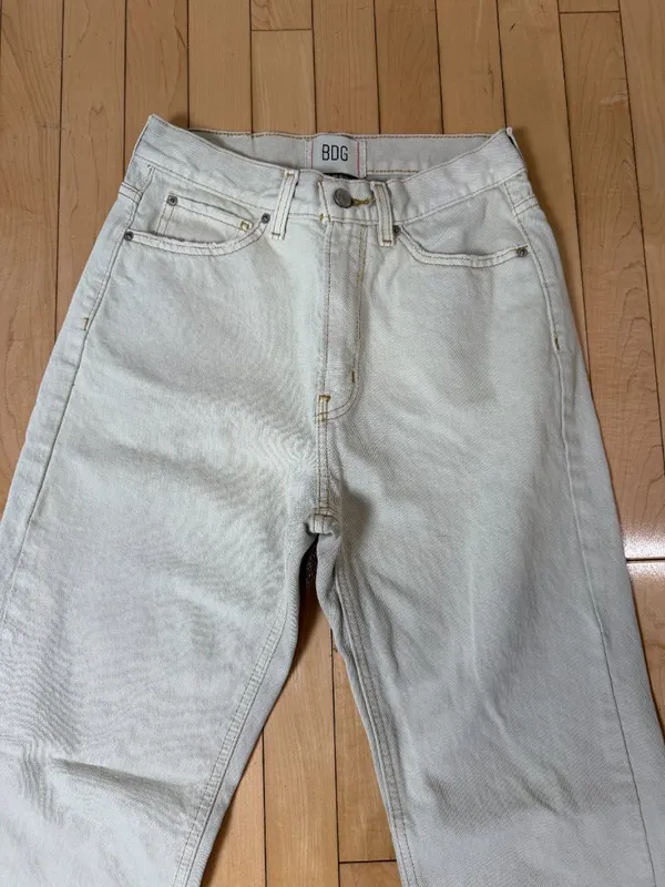 Urban Outfitters BDG Cowboy Jean Size 27 Stone Ecru Cream Straight Wide Leg - Image 4