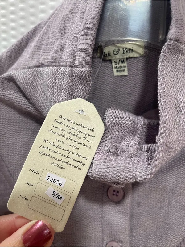 NWT Yak & Yeti Women’s S/M Mauve Boho Tunic Sweatshirt Handmade Nepal New - Image 2