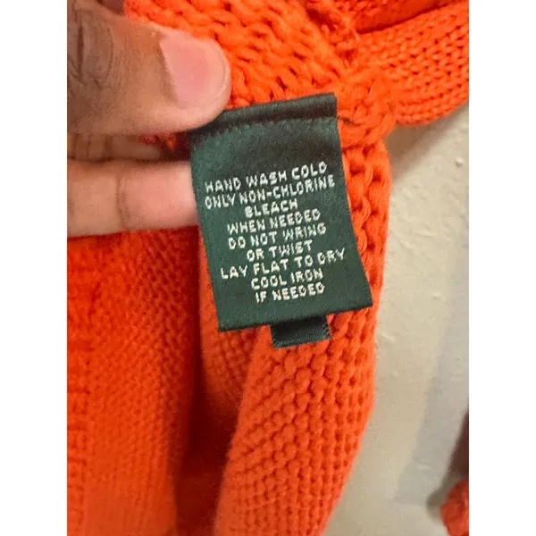 Lauren‎ Ralph Lauren Orange Acrylic Knit Long Sleeve Sweater Top Women's M - Image 4