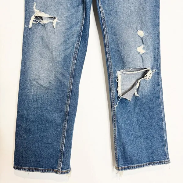 Abercrombie Ankle Straight Jeans 27 Short Blue Distressed‎ 90s Streetwear Grunge - Image 3