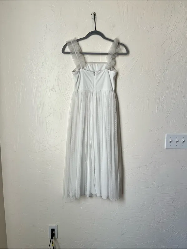 Lulu’s Divine Invitation white Tulle Swiss Dot Ruffled Midi Dress size XS - Image 8