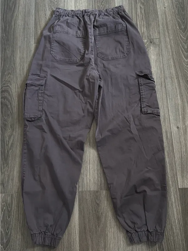Garage Grey Cargo Drawstring Jogger Pants Size Small Indie Casual Utility - Image 7