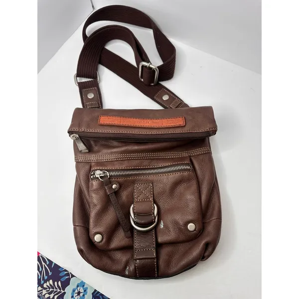 Vintage Y2K Fossil Genuine Leather Crossbody Bag – Distressed Brown Key Charm - Image 13