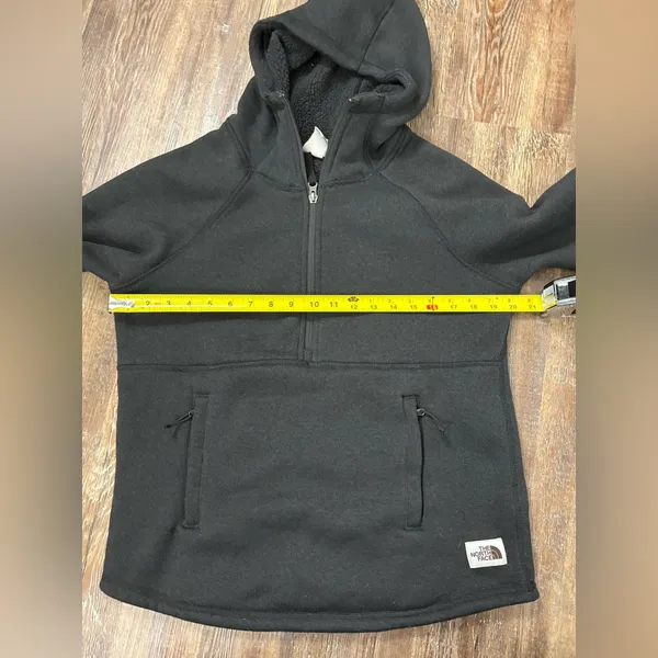 The North Face Black Crescent Hooded Half Zip Fleece Lined Pullover Medium - Image 9