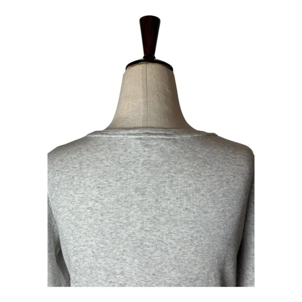 Club Monaco Shirt Women Medium Gray Rib‎ Knit Crew Neck Tee Athleisure Athletic - Image 4