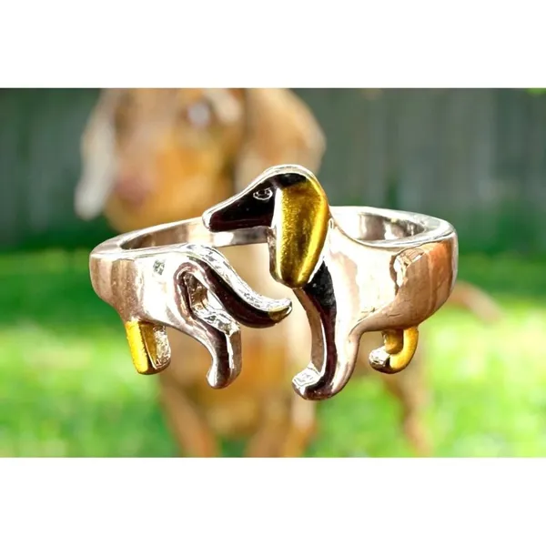 Handmade Dachshund Ring Pinkie Pull Apart Doxie Dog Rescue Metals Weiner Doxie We… - Image 4
