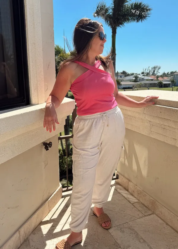 BOUTIQUE LINEN CARGO PANTS Tan Size M - Image 3