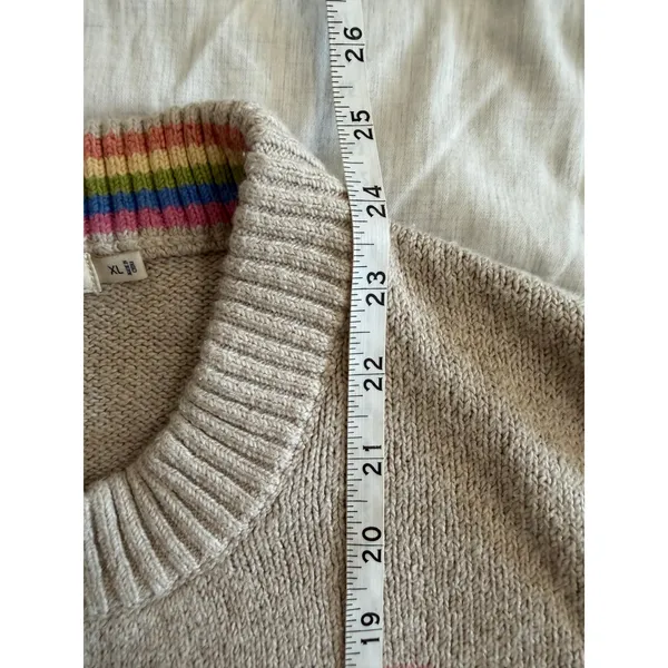 Faherty Striped Crewneck Sweater Womens XL Rainbow Stripe Coastal Cotton - Image 8