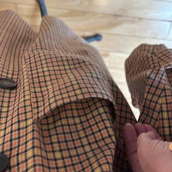 Anthropologie Lost + Wander orange & yellow plaid trench coat - Image 6