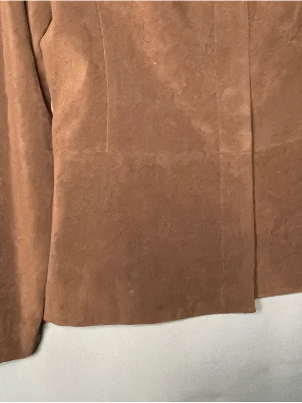 VTG 90s Amanda Smith Faux Suede Minimalist Jacket Brown Size 8 ~ Excellent - Image 7