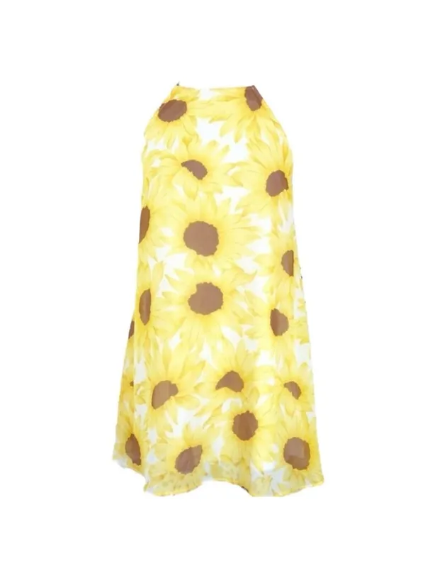 Show Me Your Mumu Yellow White Sunflower Halter Mini Dress Size Medium - Image 2