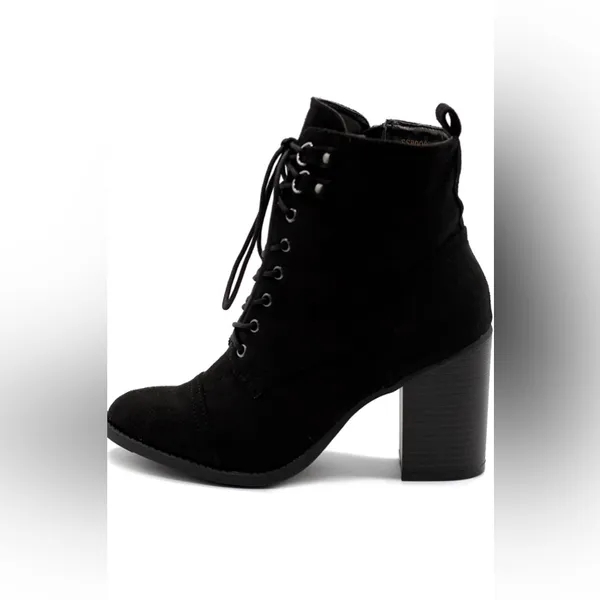 Ollio Women's Shoe Faux Suede Lace Up High Heel Ankle Boots Sz 9 Retail $48.99 - Image 2