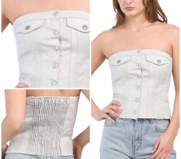 ZARA Jean Strapless Shirt - Image 2