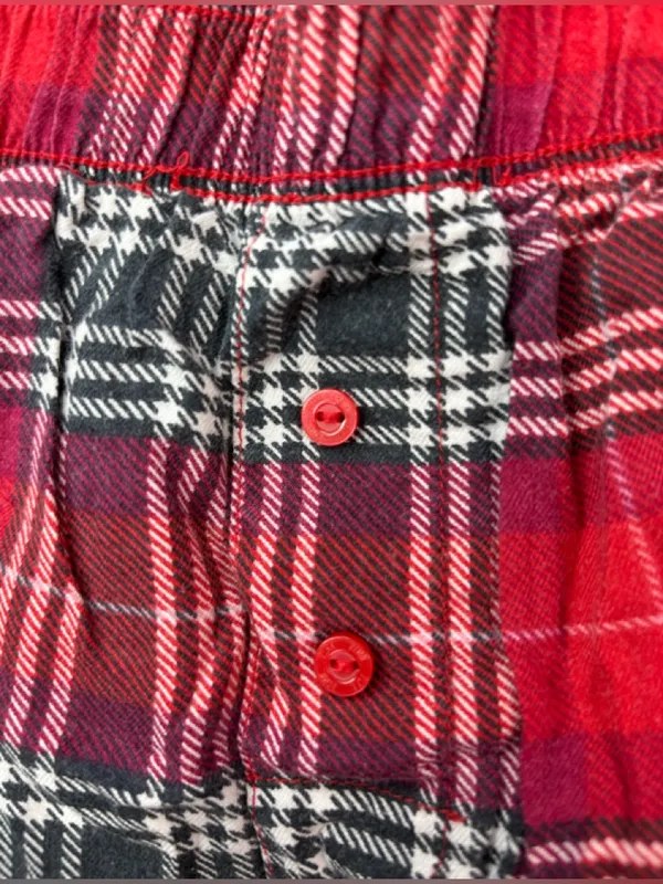 PINK Victoria's Secret XS Spellout Red Plaid Boxer Lounge Shorts with Gold Logo - Image 2