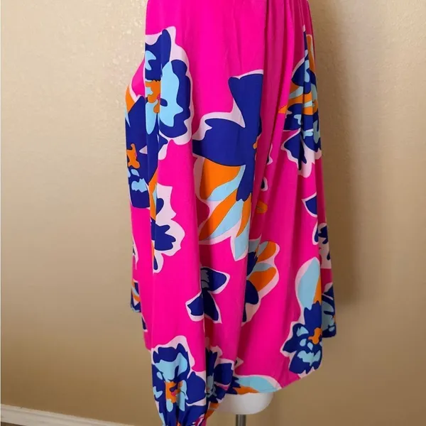 Vibrant Floral Blouse with Blue Accents - Image 2