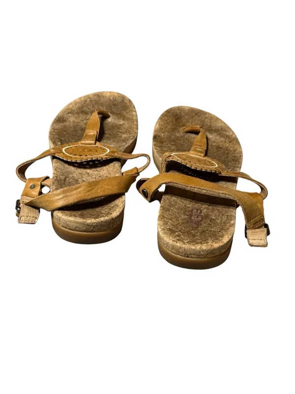 UGG Ayden II Brown Leather Medallion Cork Thong Slingback Sandals Size 8 - Image 3