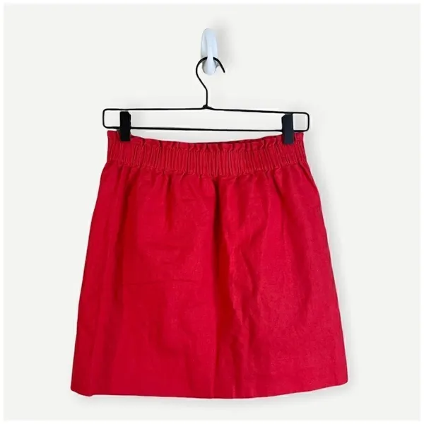 J. Crew Red Cotton Linen Blend Sidewalk Mini Skirt Sz 2 - Image 4