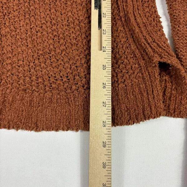 Free People Sweater Womens XL Orange Wrap Oversized Collarless Relaxed Open-Knit - Image 7
