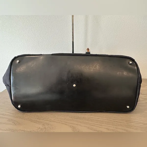 Vintage Gucci Black Bamboo Nylon Tote Bag - Image 10