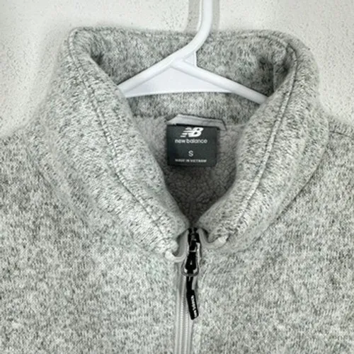 New Balance Women Sweater Fleece Quilted Jacket Light Gray Full Zip Athletic NWT - Image 7