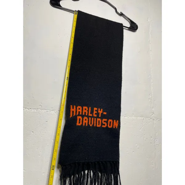 Vintage Harley- Davidson Acrylic Scarf Black Orange made in USA - Image 7