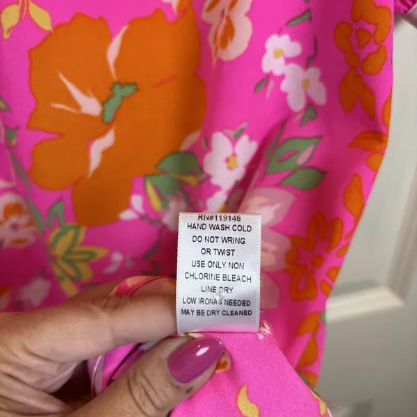 JODIFL Floral Tunic Top Medium Hot Pink Boho‎ Boutique Blouse Coastal Resort - Image 7