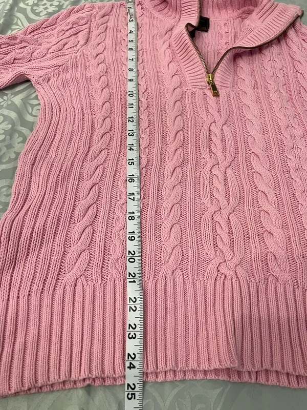 Lauren Ralph Lauren Pink Cable-Knit Half-Zip Turtleneck Sweater - Image 9
