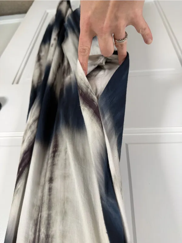 Annabelle Tie Dye Harem Jumpsuit Small Navy Cream Boho Drop Crotch Pockets - Image 3